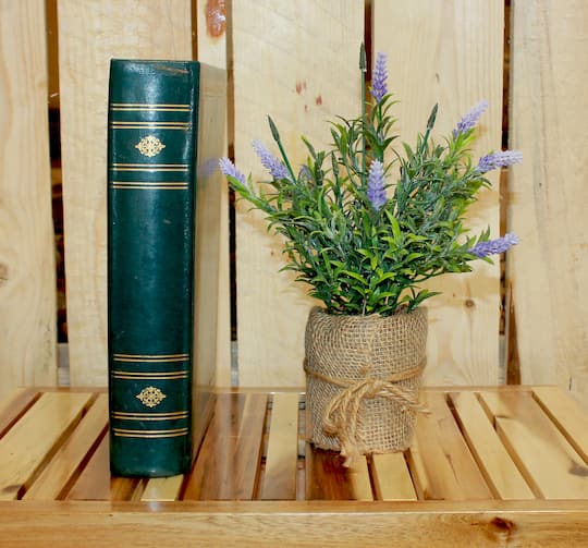 14" Artificial Lavender in Burlap Pot